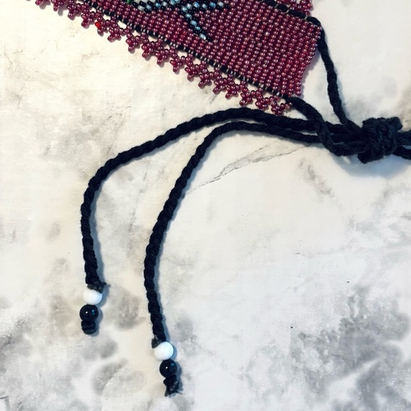 Vintage Beaded Colorful Belt Braided Cord Native American Western Aztec - Picture 3 of 3